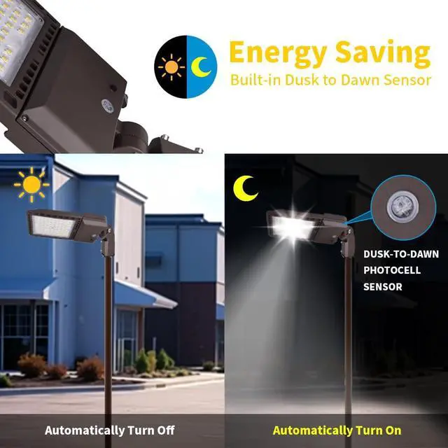 Alt view image 2 of 6 - 2 Pack 300W LED Parking Lot Lights Adjustable Slip Fitter,Outdoor Lighting with Dusk to Dawn,39000LM,IP65 Waterproof,5000K,LED Street Shoebox Pole Lights,110-277V for Commercial Lighting ETL Listed