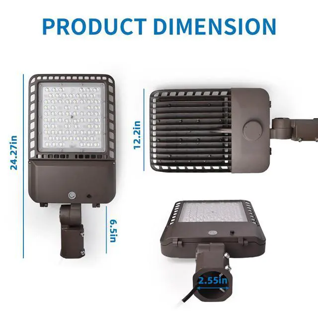 Alt view image 5 of 6 - 2 Pack 300W LED Parking Lot Lights Adjustable Slip Fitter,Outdoor Lighting with Dusk to Dawn,39000LM,IP65 Waterproof,5000K,LED Street Shoebox Pole Lights,110-277V for Commercial Lighting ETL Listed