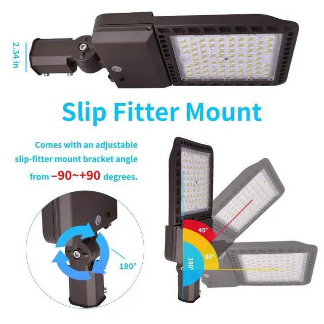 Alt view image 6 of 6 - 2 Pack 300W LED Parking Lot Lights Adjustable Slip Fitter,Outdoor Lighting with Dusk to Dawn,39000LM,IP65 Waterproof,5000K,LED Street Shoebox Pole Lights,110-277V for Commercial Lighting ETL Listed