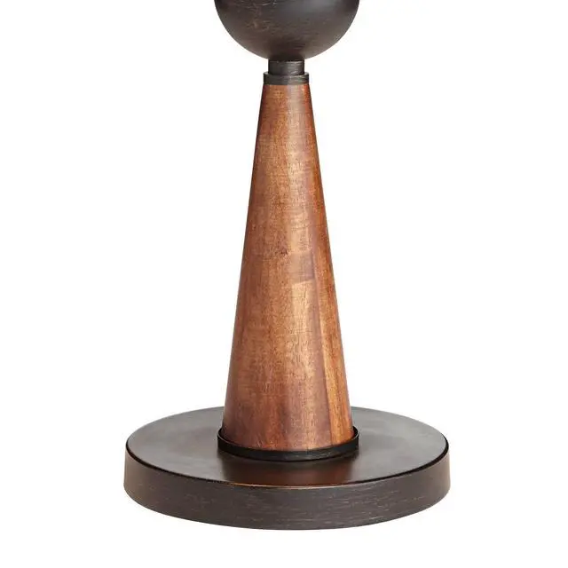 Alt view image 6 of 6 - Hunter Rustic Farmhouse Table Lamp 29 3/4" Tall Cherry Wood Bronze Metal Outer Tan Fabric Inner Drum Shade for Bedroom Living Room House Home Bedside Nightstand Office Family