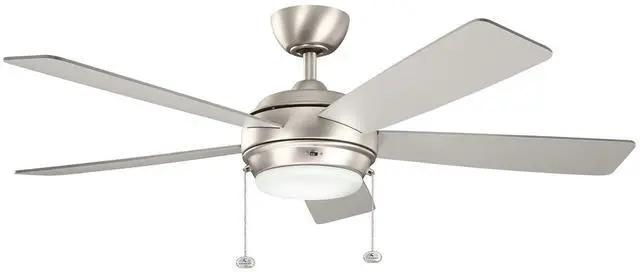 Main image of Starkk 52" Ceiling Fan with LED Lights in Brushed Nickel, 5-Blade Traditional Fan with reversible Silver/Walnut blades, 3000K, (52" W x 13.75" H), 330174NI