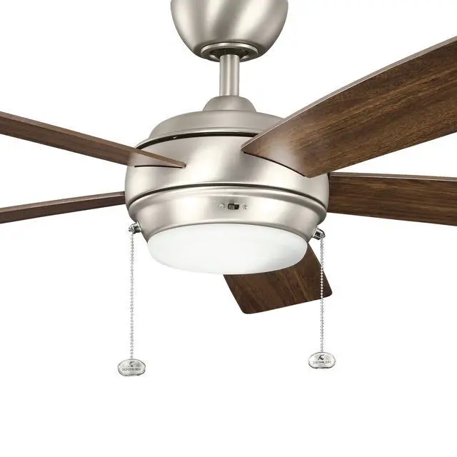 Alt view image 6 of 6 - Starkk 52" Ceiling Fan with LED Lights in Brushed Nickel, 5-Blade Traditional Fan with reversible Silver/Walnut blades, 3000K, (52" W x 13.75" H), 330174NI