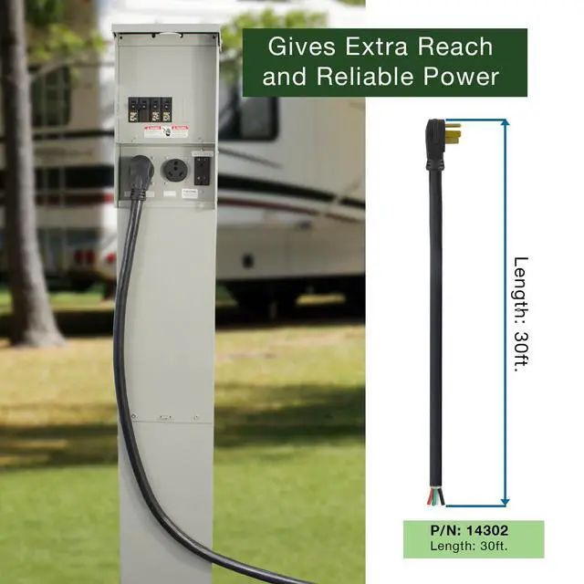 Alt view image 5 of 5 - 14302 RV/Generator Power Cord 30-Foot 50 Amp Male Plug to Bare Wire, Black