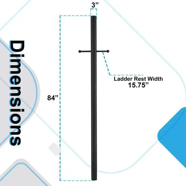 Alt view image 6 of 6 - Lamp Posts Outdoor Lighting, Light Pole, Weather Resistant Outdoor Light Fixture Aluminum Lantern Post with Ladder Rest and Decorative Spheres, Outdoor Rated, 84 Inches in Textured Black Finish