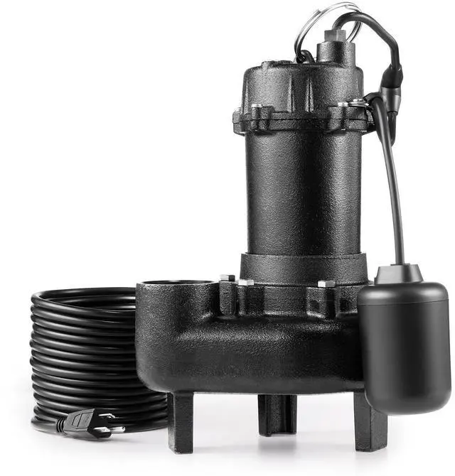 Main image of Submersible Sewage Pump, 1 HP, 5200 GPH Cast Iron Sewage/Effluent Pump with Automatic Tethered Float Switch, 2-Inch NPT Discharge, 120V, 25 ft Max Lift, for Basement, Septic Tank, Residential