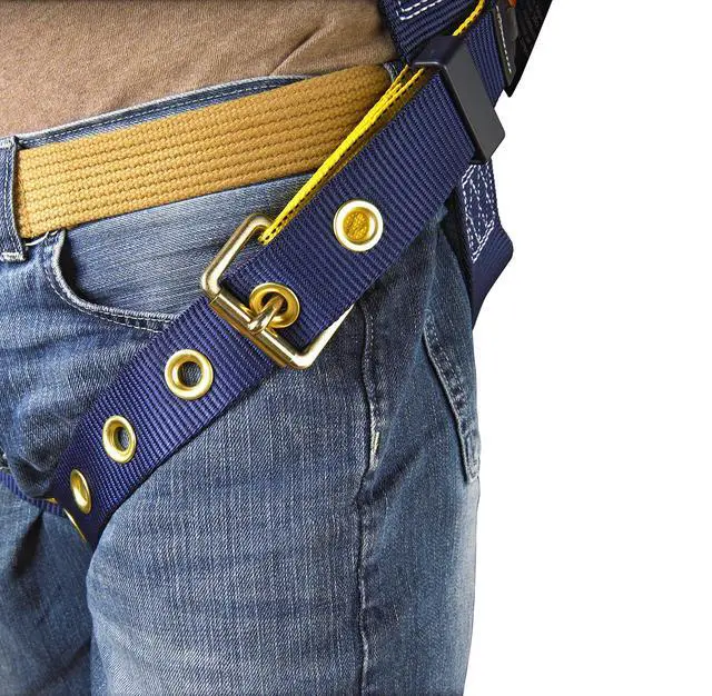 Alt view image 6 of 6 - DBI-SALA Delta 1101656 Construction Harness, Back/Side D-Rings, Belt w/Sewn-In Back & Shoulder Pads, Tongue Buckle Leg Straps, X-Large, Navy/Yellow