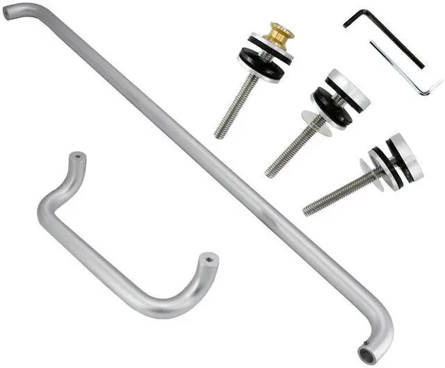 Main image of Solid Aluminum Commercial Door Push Pull Bar Set, 33" Push Bar and 10" Center-to-Center Pull Handle, Heavy Duty Storefront Entrance Hardware for Glass and Metal Doors, Brush Satin Finish