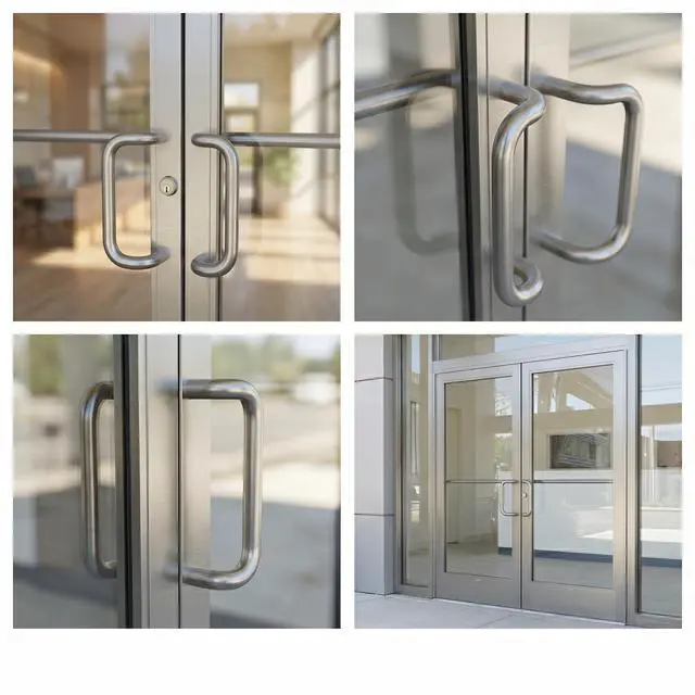 Alt view image 2 of 6 - Solid Aluminum Commercial Door Push Pull Bar Set, 33" Push Bar and 10" Center-to-Center Pull Handle, Heavy Duty Storefront Entrance Hardware for Glass and Metal Doors, Brush Satin Finish
