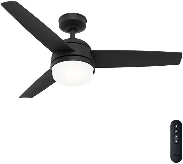 Main image of 48 inch Indoor Ceiling Fan with LED Light and Remote Control - Black Ceiling Fan, Standard Mount, 3 Blades, For Bedroom, Living Room, or Kitchen, Quiet - Midtown 51472, Matte Black