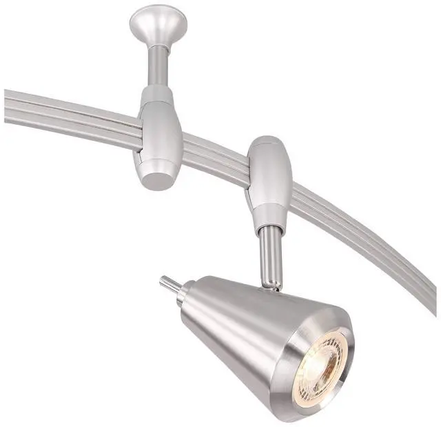 Alt view image 3 of 6 - Track Light Fixture - 6 Head LED Track Light, Brushed Nickel, Adjustable Monorail Modern for Ceilings, Kitchen Islands, Bedrooms, Foyers, Living Rooms - 108" Wide, 9 1/4" High