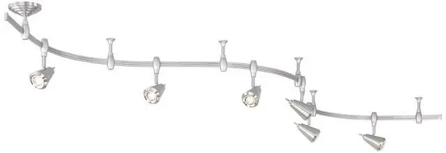 Alt view image 6 of 6 - Track Light Fixture - 6 Head LED Track Light, Brushed Nickel, Adjustable Monorail Modern for Ceilings, Kitchen Islands, Bedrooms, Foyers, Living Rooms - 108" Wide, 9 1/4" High