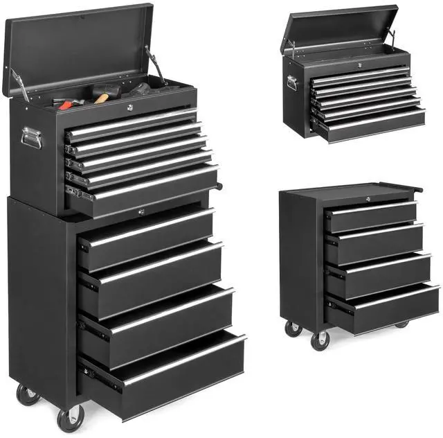 Main image of 9-Drawer Rolling Tool Chest with Wheels & Lock & Key, Tool Box with Large Storage Cabinet, Removable Portable Top Box for Garage, Warehouse, Repair Shop & Home
