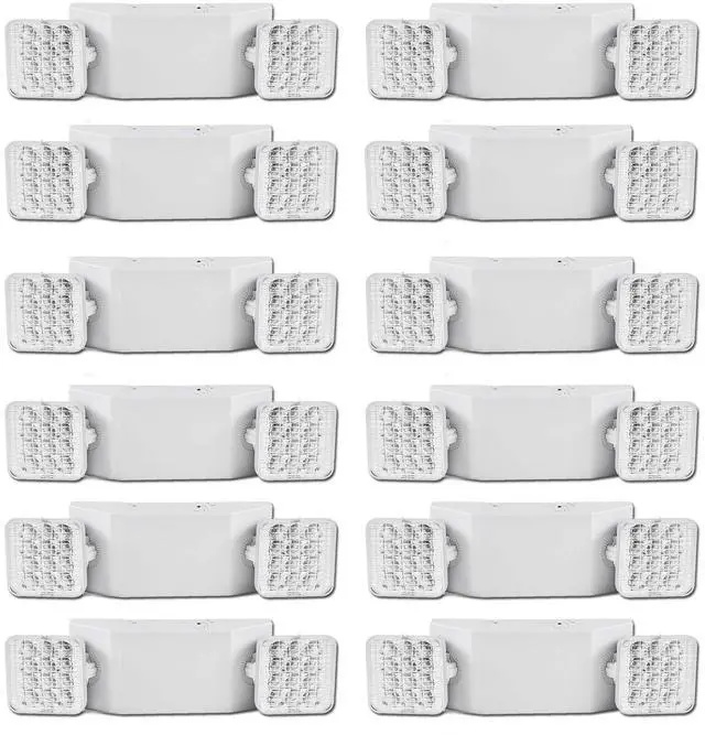 Main image of 12 Pack Commercial LED Emergency Lights Fixture, Emergency Light with Battery Backup, Emergency Lights for Business Home power Failure, Two Adjustable Head Emergency Lighting, Hardwired 120-277V
