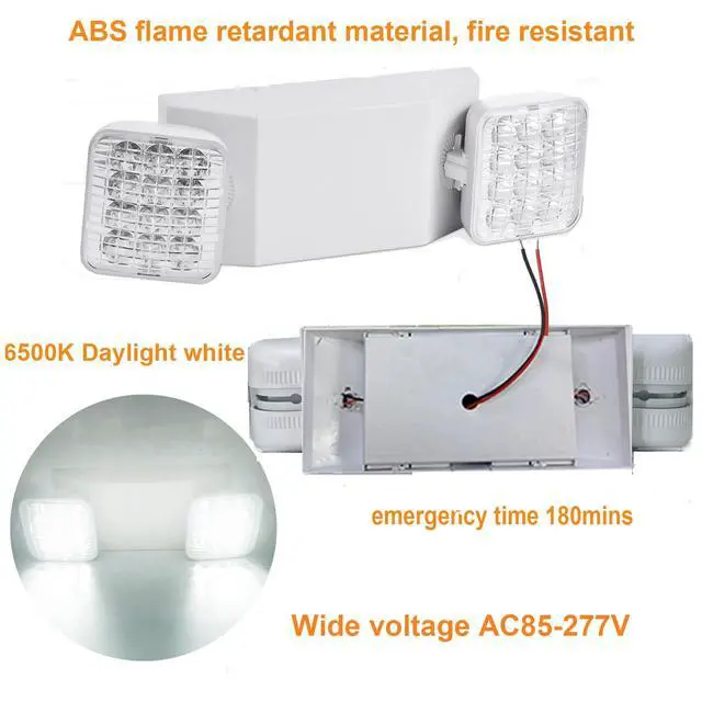 Alt view image 4 of 6 - 12 Pack Commercial LED Emergency Lights Fixture, Emergency Light with Battery Backup, Emergency Lights for Business Home power Failure, Two Adjustable Head Emergency Lighting, Hardwired 120-277V