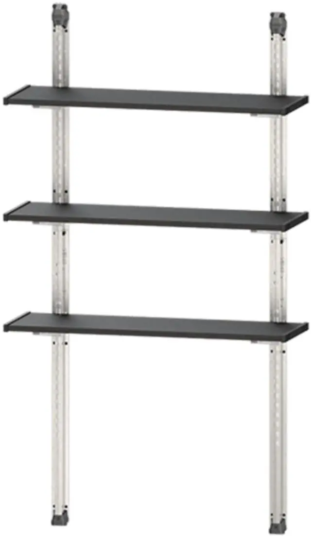 Main image of Outdoor Shed Shelf Kit, Storage Organizer w/ Heavy Duty Brackets & Rails, 40, Black - Standing Wall Shelving Rack Unit for Home and Utility Organization