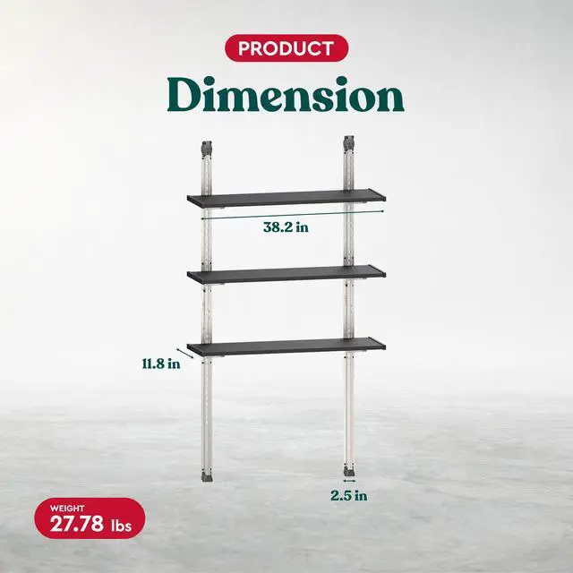 Alt view image 4 of 6 - Outdoor Shed Shelf Kit, Storage Organizer w/ Heavy Duty Brackets & Rails, 40, Black - Standing Wall Shelving Rack Unit for Home and Utility Organization