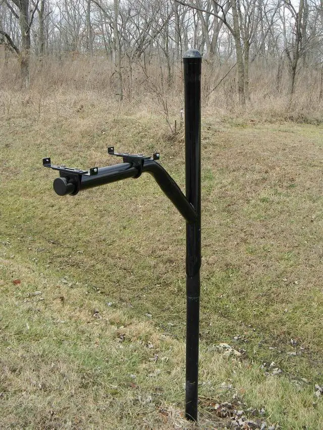 Alt view image 4 of 6 - Return-to-Center Swing Away Snowplow Proof Mailbox Post - Black Steel Mailbox Extender (36 Inch)