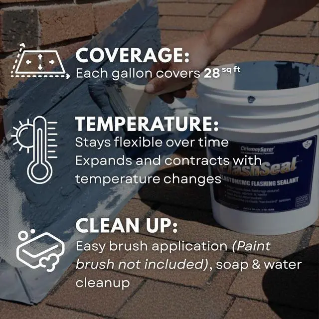 Alt view image 6 of 6 - FlashSeal Elastomeric Roof Chimney Flashing Sealant - Waterproof, Flexible Seal - 1 Gallon (White)