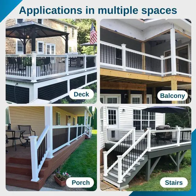Alt view image 4 of 6 - Bolton Stair Railing Kit Aluminum and Vinyl Railing Kit for Decks, Porches, Outdoor Stairs, and More (36 x 72)