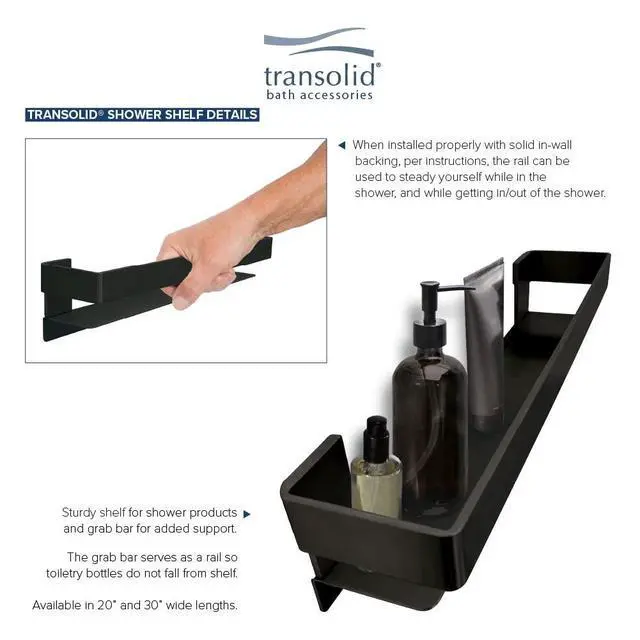 Alt view image 4 of 6 - JGBS30-MB Jocelyn 30-in Grab Bar Shelf, Matte Black