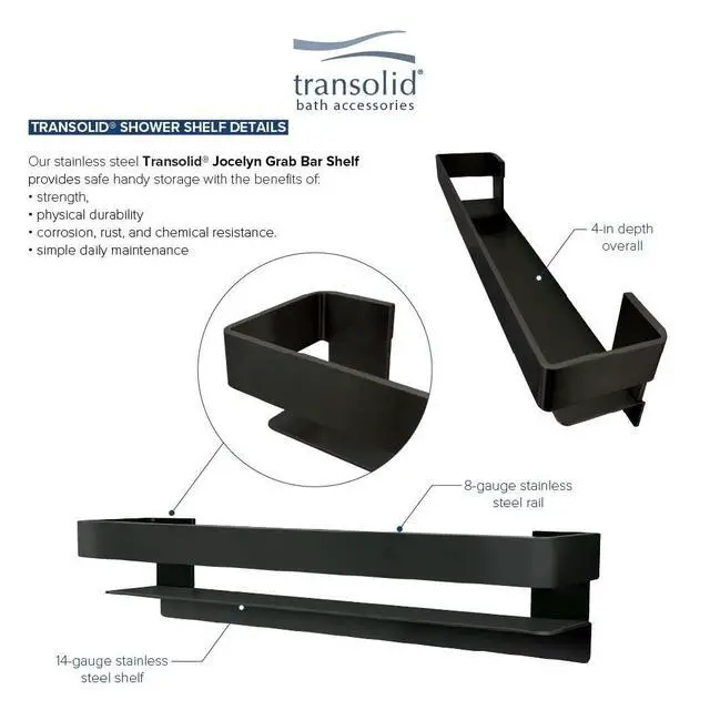 Alt view image 5 of 6 - JGBS30-MB Jocelyn 30-in Grab Bar Shelf, Matte Black