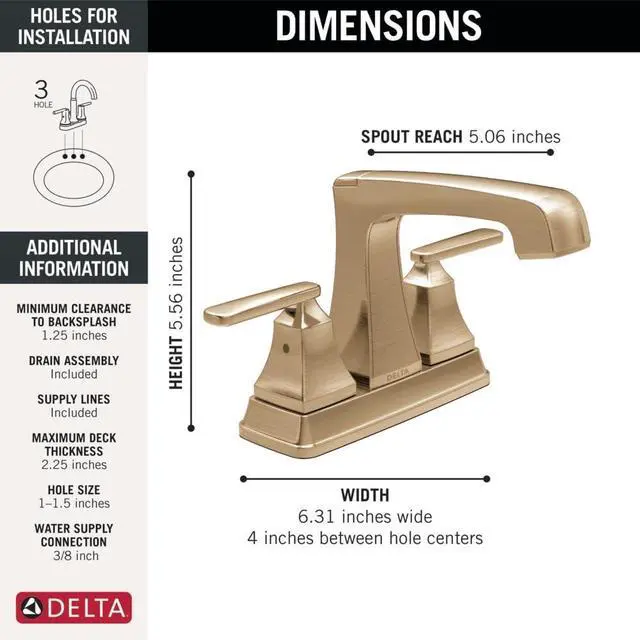 Alt view image 5 of 6 - Ashlyn Centerset Bathroom Faucet Tract-Pack, Gold 3-Hole Bathroom Sink Faucet, Push-Pop Drain Assembly, Champagne Bronze 2564-CZTP-DST