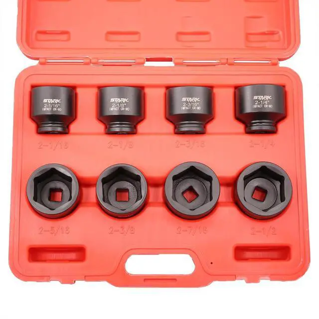 Alt view image 3 of 5 - 8-Pieces Jumbo Impact Stock Set Sizes 3/4" Drive Deep Socket Set SAE (2-1/16, 2-1/8, 2-3/16, 2-1/4, 2-5/16, 2-3/8, 2-7/16, 2-1/2 inch) Storage Case