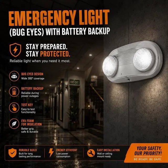 Alt view image 2 of 6 - Outdoor Emergency Light with Battery Backup, Exterior Lights with Battery Backup, Wet Location, LED Egress Lights, Exterior Two Adjustable Heads Emergency Lighting Fixture,120/277V, UL Listed (6 Pack)
