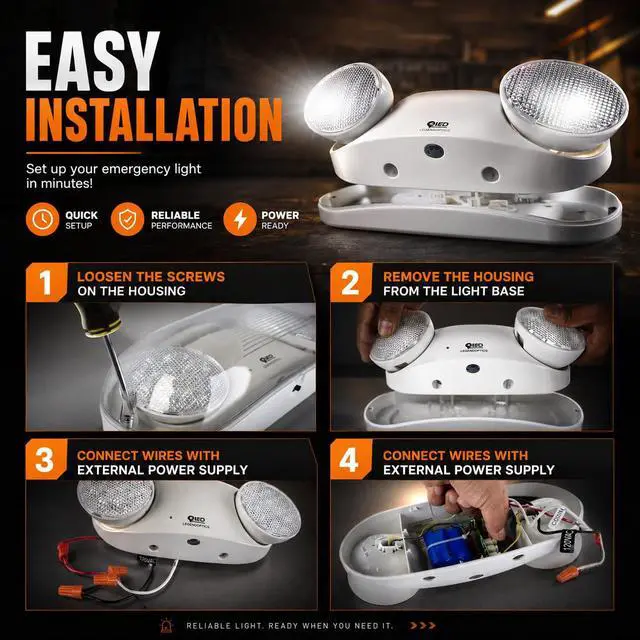 Alt view image 3 of 6 - Outdoor Emergency Light with Battery Backup, Exterior Lights with Battery Backup, Wet Location, LED Egress Lights, Exterior Two Adjustable Heads Emergency Lighting Fixture,120/277V, UL Listed (6 Pack)