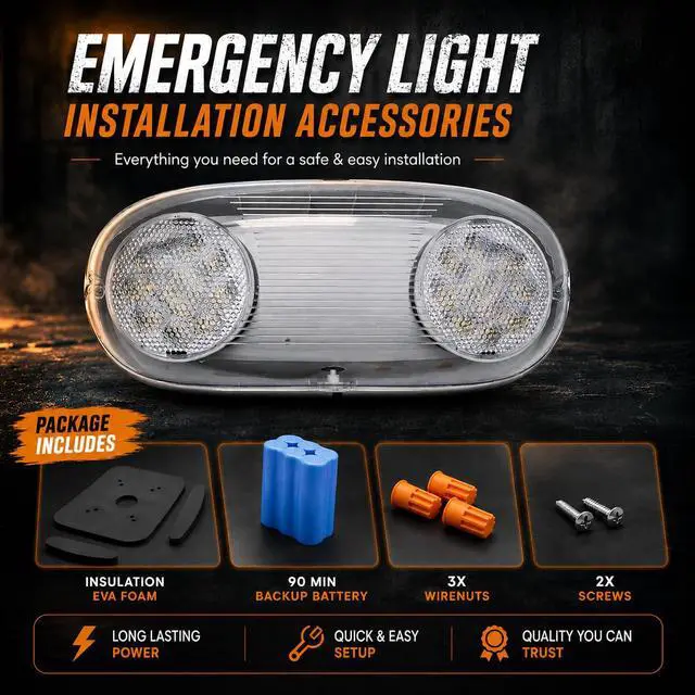 Alt view image 4 of 6 - Outdoor Emergency Light with Battery Backup, Exterior Lights with Battery Backup, Wet Location, LED Egress Lights, Exterior Two Adjustable Heads Emergency Lighting Fixture,120/277V, UL Listed (6 Pack)