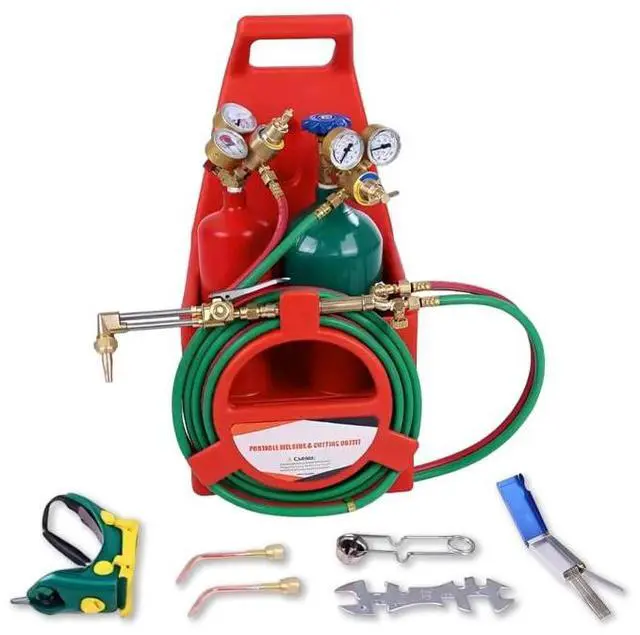 Main image of Oxy Acetylene Torch Kit, Torch Set with Cutting Torches, Oxygen Acetylene Cutting Brazing Welding Torch Kit with Oxy Acetylene Tanks, Regulators & Hoses A