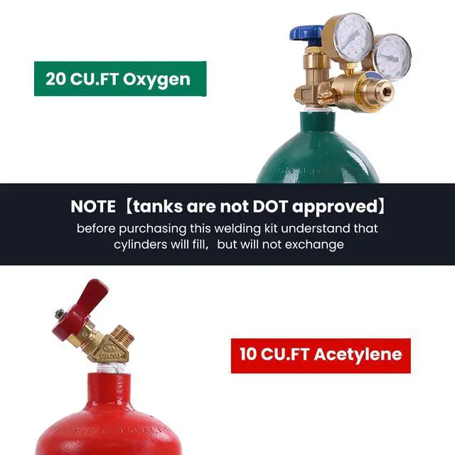Alt view image 2 of 6 - Oxy Acetylene Torch Kit, Torch Set with Cutting Torches, Oxygen Acetylene Cutting Brazing Welding Torch Kit with Oxy Acetylene Tanks, Regulators & Hoses A