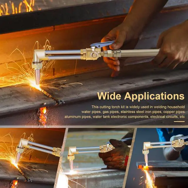 Alt view image 4 of 6 - Oxy Acetylene Torch Kit, Torch Set with Cutting Torches, Oxygen Acetylene Cutting Brazing Welding Torch Kit with Oxy Acetylene Tanks, Regulators & Hoses A
