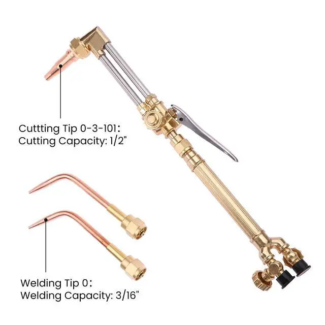 Alt view image 5 of 6 - Oxy Acetylene Torch Kit, Torch Set with Cutting Torches, Oxygen Acetylene Cutting Brazing Welding Torch Kit with Oxy Acetylene Tanks, Regulators & Hoses A