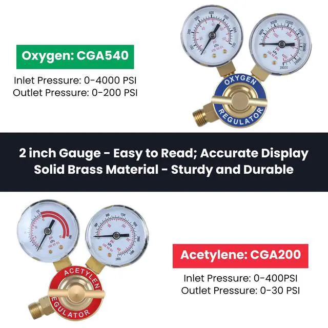 Alt view image 6 of 6 - Oxy Acetylene Torch Kit, Torch Set with Cutting Torches, Oxygen Acetylene Cutting Brazing Welding Torch Kit with Oxy Acetylene Tanks, Regulators & Hoses A