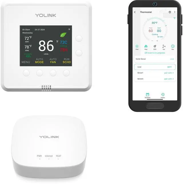 Main image of Thermostat 2, Smart Home & Commercial Thermostat with Dual-Stage Heating & Cooling, Heat Pump Support, External Sensors, Remote App Control, Alexa & Google, LoRa Longest Range, Hub Included