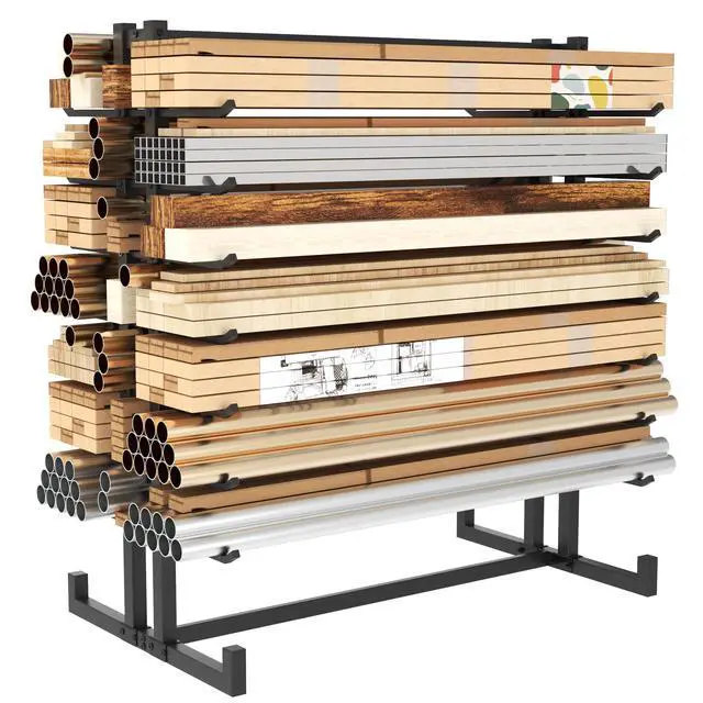 Alt view image 2 of 6 - 7-Tier Steel Storage Rack,Detachable Lumber Storage Rack,Load 2000 Lbs Heavy Organizer Shelf for Garage Shed Basement(No Wheel)