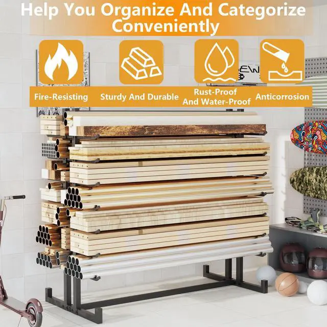 Alt view image 5 of 6 - 7-Tier Steel Storage Rack,Detachable Lumber Storage Rack,Load 2000 Lbs Heavy Organizer Shelf for Garage Shed Basement(No Wheel)