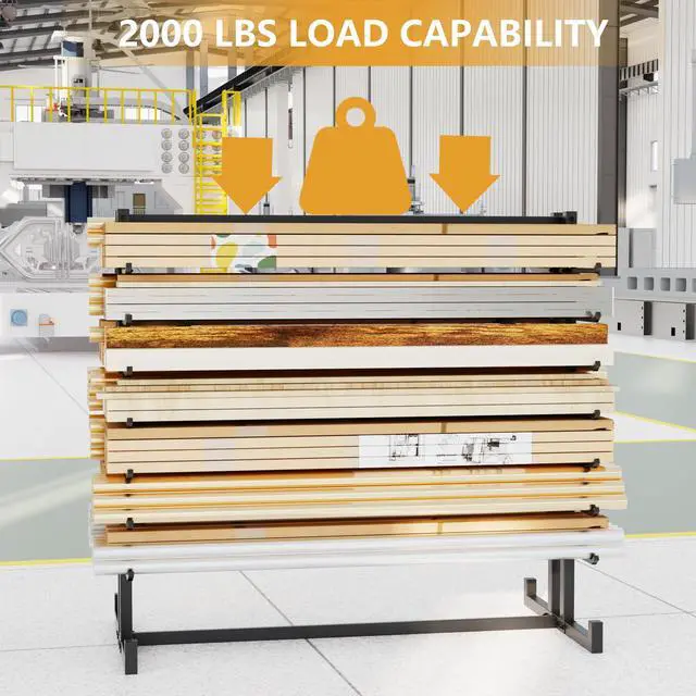Alt view image 6 of 6 - 7-Tier Steel Storage Rack,Detachable Lumber Storage Rack,Load 2000 Lbs Heavy Organizer Shelf for Garage Shed Basement(No Wheel)