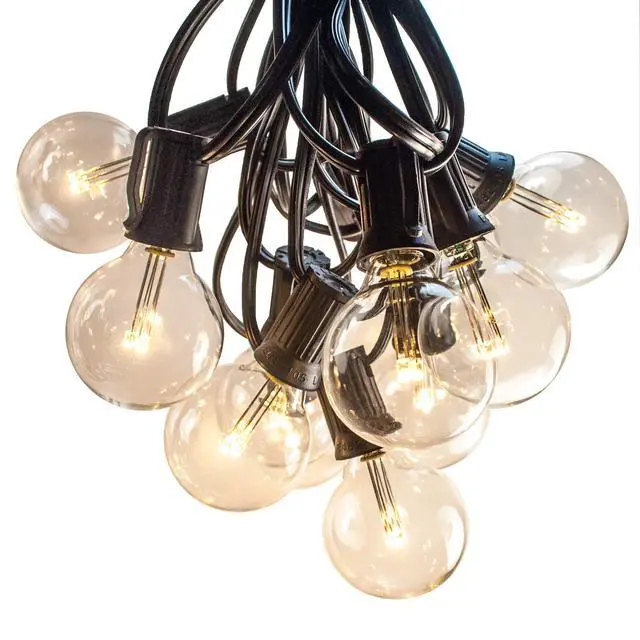 Main image of 100 FT Outdoor LED String Lights - G40 Globe Bulbs (Black Wire) - Outdoor String Lights for Patio, Cafe, Deck, Party & Backyard