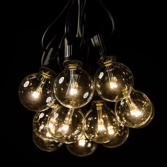 Alt view image 2 of 6 - 100 FT Outdoor LED String Lights - G40 Globe Bulbs (Black Wire) - Outdoor String Lights for Patio, Cafe, Deck, Party & Backyard