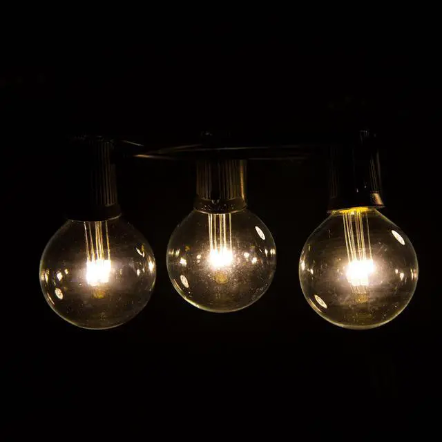 Alt view image 3 of 6 - 100 FT Outdoor LED String Lights - G40 Globe Bulbs (Black Wire) - Outdoor String Lights for Patio, Cafe, Deck, Party & Backyard