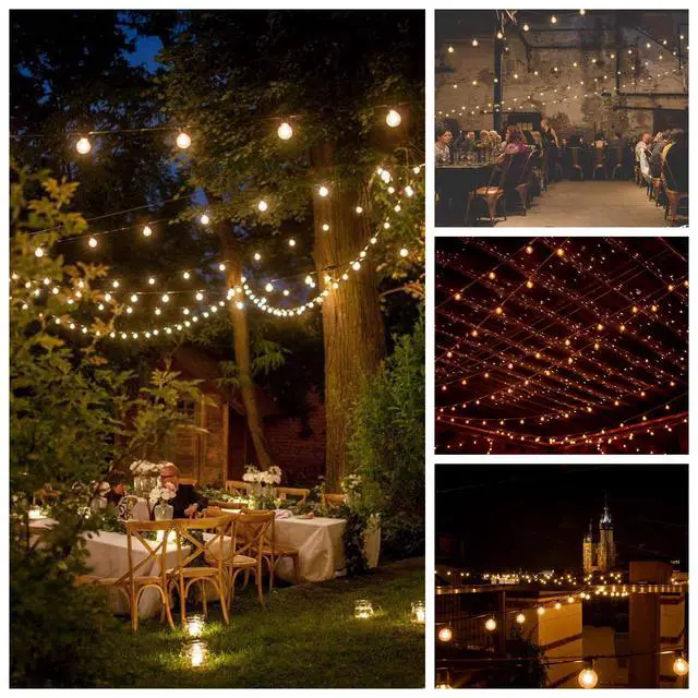 Alt view image 5 of 6 - 100 FT Outdoor LED String Lights - G40 Globe Bulbs (Black Wire) - Outdoor String Lights for Patio, Cafe, Deck, Party & Backyard
