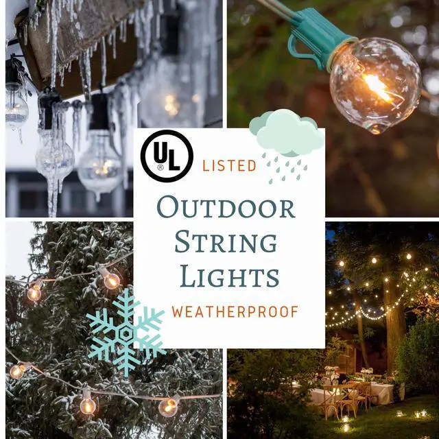 Alt view image 6 of 6 - 100 FT Outdoor LED String Lights - G40 Globe Bulbs (Black Wire) - Outdoor String Lights for Patio, Cafe, Deck, Party & Backyard