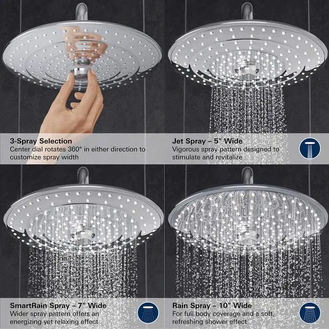 Alt view image 4 of 6 - 26456EN0 Euphoria 260 Showerhead, 3-Sprays, 1.75 GPM, Brushed Nickel