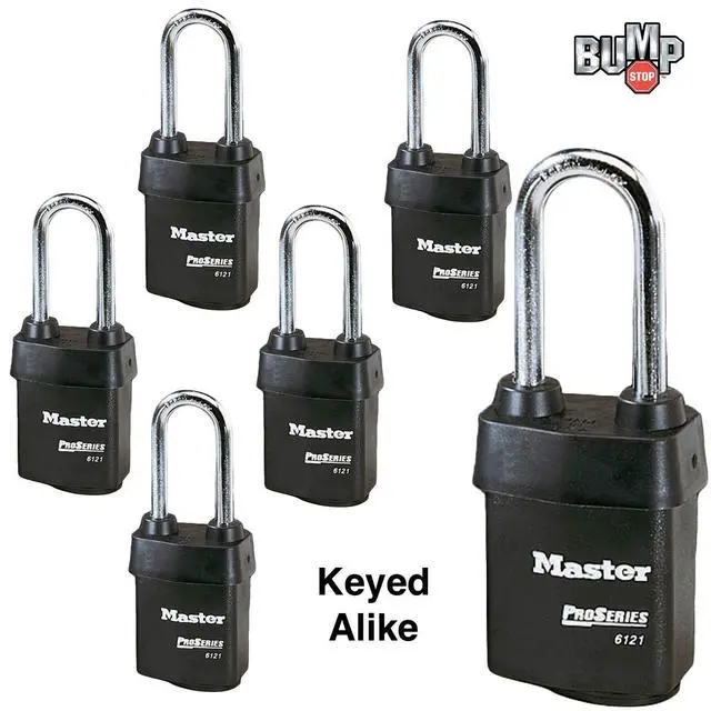 Alt view image 2 of 4 - Six (6) High Security Pro Series Padlocks w/12 Keys, 6121NKALJ-6 w/BumpStop Technology