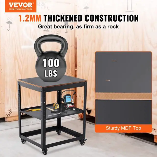 Alt view image 2 of 6 - Thickness Planer Stand, 100 lbs heavy loads, Three-Gear Height Adjustable Thickness Planer Table,with 4 Stable Casters & Storage Space, for most planers, saws, bench-top machines, power tools