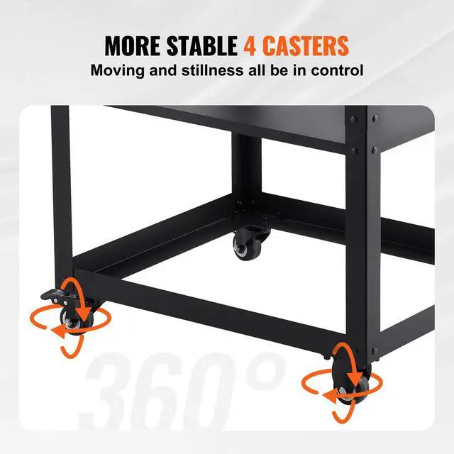 Alt view image 4 of 6 - Thickness Planer Stand, 100 lbs heavy loads, Three-Gear Height Adjustable Thickness Planer Table,with 4 Stable Casters & Storage Space, for most planers, saws, bench-top machines, power tools