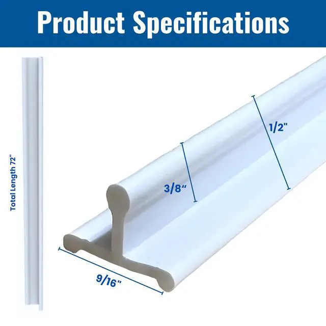 Alt view image 3 of 5 - KC Hardware Vinyl Sliding Door Bottom Track, Sliding Door Track Replacement, Screen Door Track Repair, Patio Screen Door Guide - Flat White Vinyl, 72 Inch, Pack of 3
