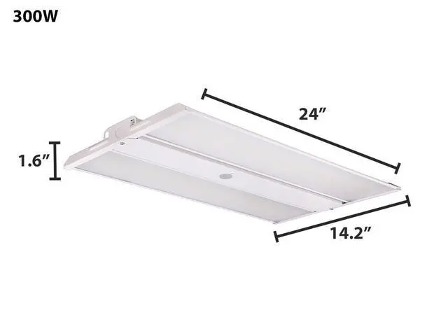 Alt view image 3 of 6 - Oslo Compact Linear High Bay Fixture - 42,000 Lumens, Wattage and CCT Selectable, 120-277V LED Light, 24 x 14.2 x 1.6 Inches, 300W, Pack of 2